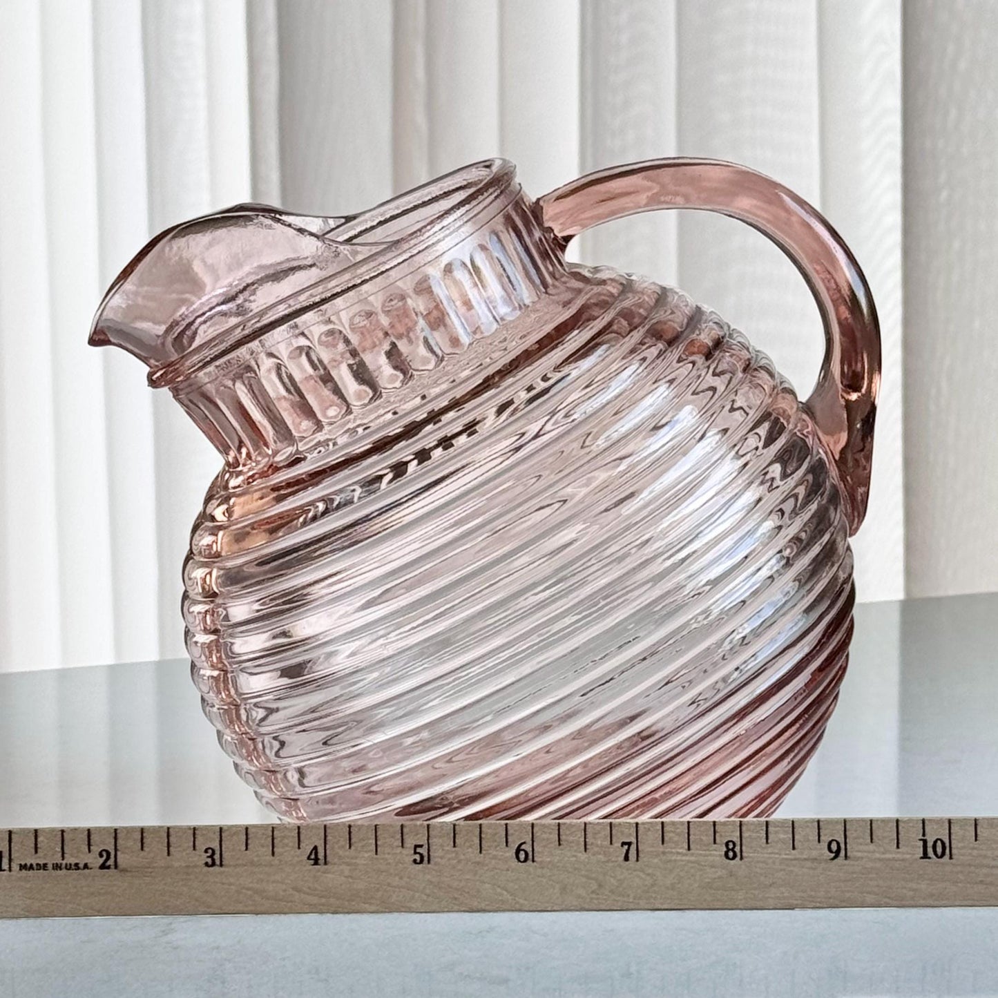 Vintage Anchor Hocking Manhattan Pink 80 Ounce Ball Jug Pitcher (circa 1938 - 1943)