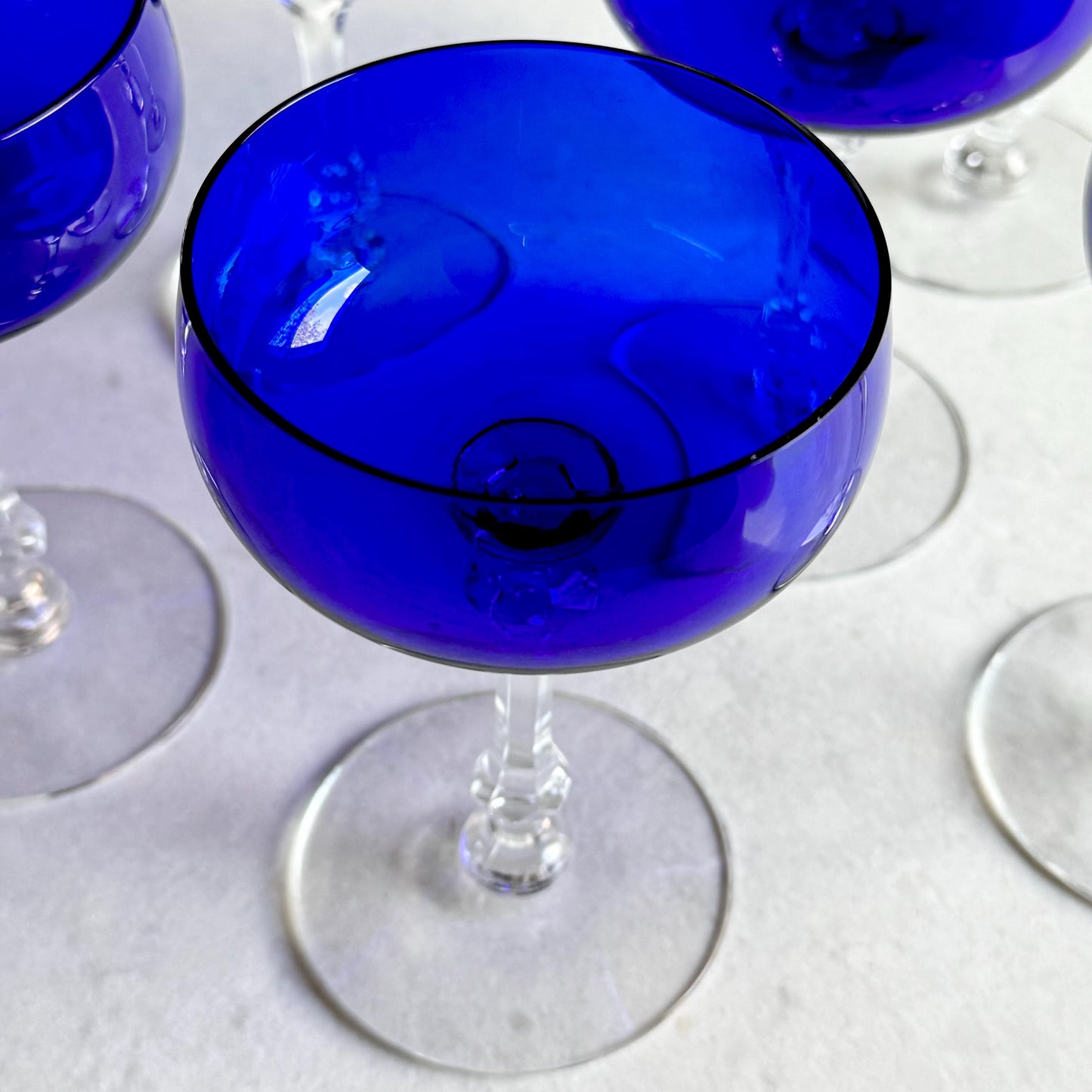 Vintage Cobalt Blue Glasses - Set of 6 Coupes