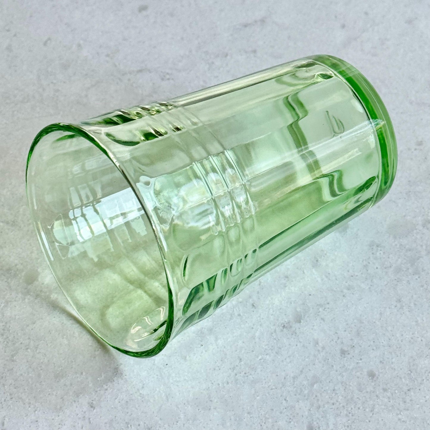 Vintage Hazel Atlas Uranium Glass Moderntone Green Tumblers - Set of 4