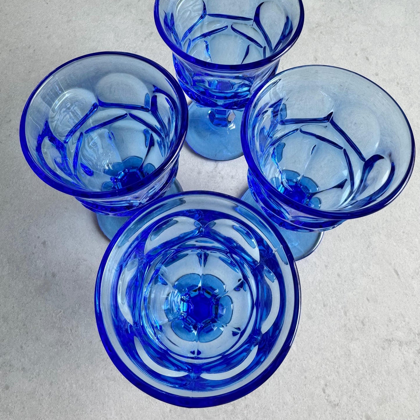 Vintage Fostoria Argus Blue Glasses (circa 1963 - 1980) - Set of 4 (#FA2)