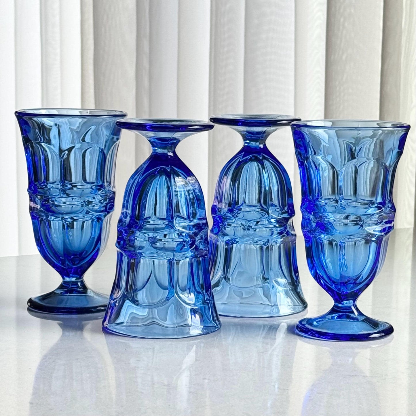 Vintage Fostoria Argus Blue Glasses (circa 1963 - 1980) - Set of 4 (#FA1)