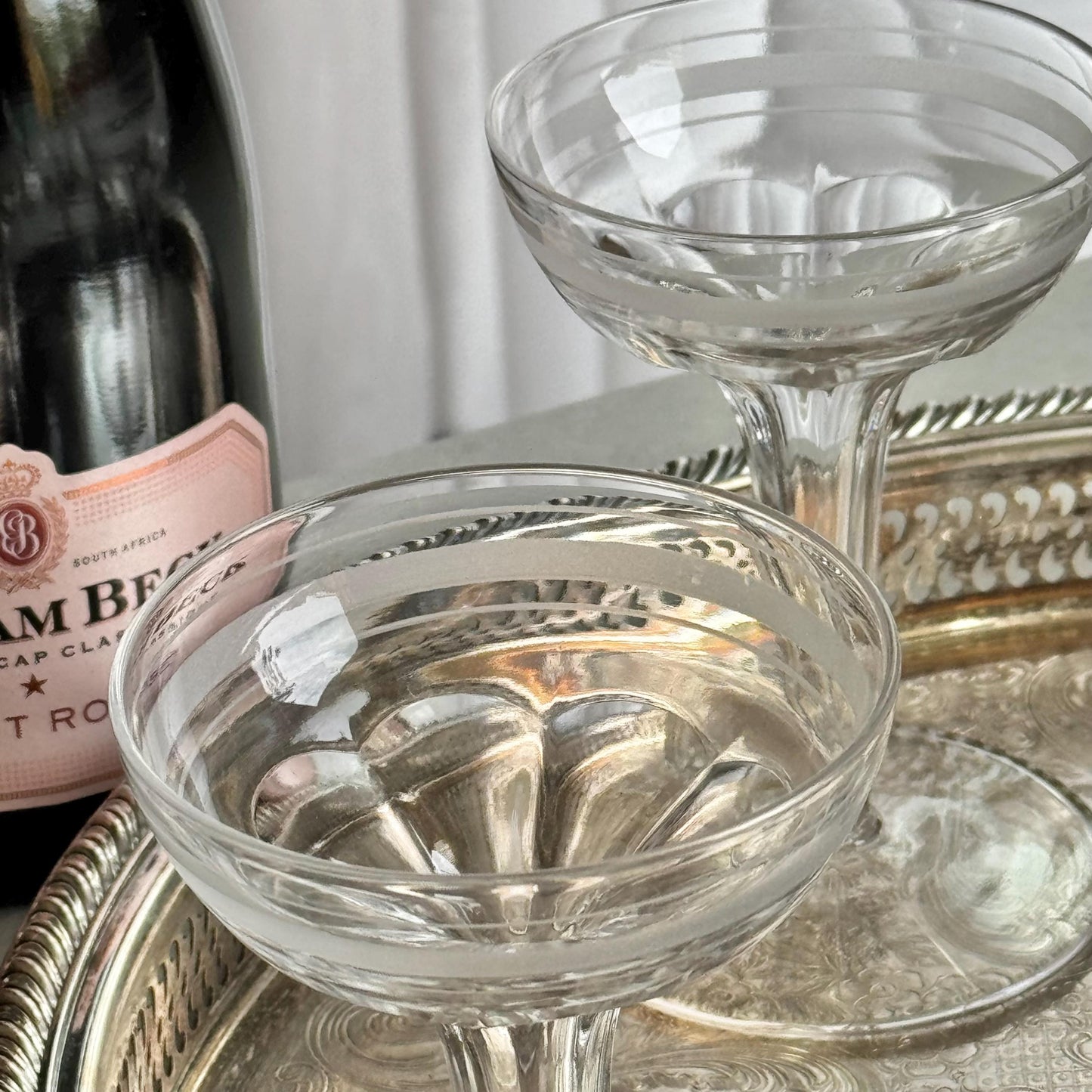 Vintage Hollow Stem Glasses - Set of 6