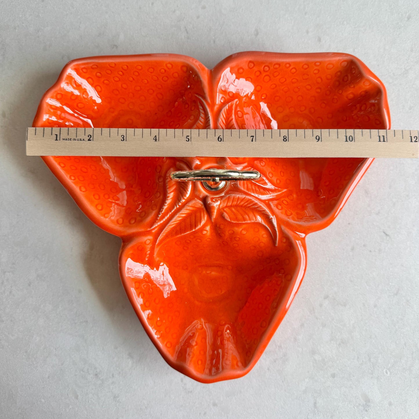Vintage California Pottery Three Part Strawberry Dish with Handle