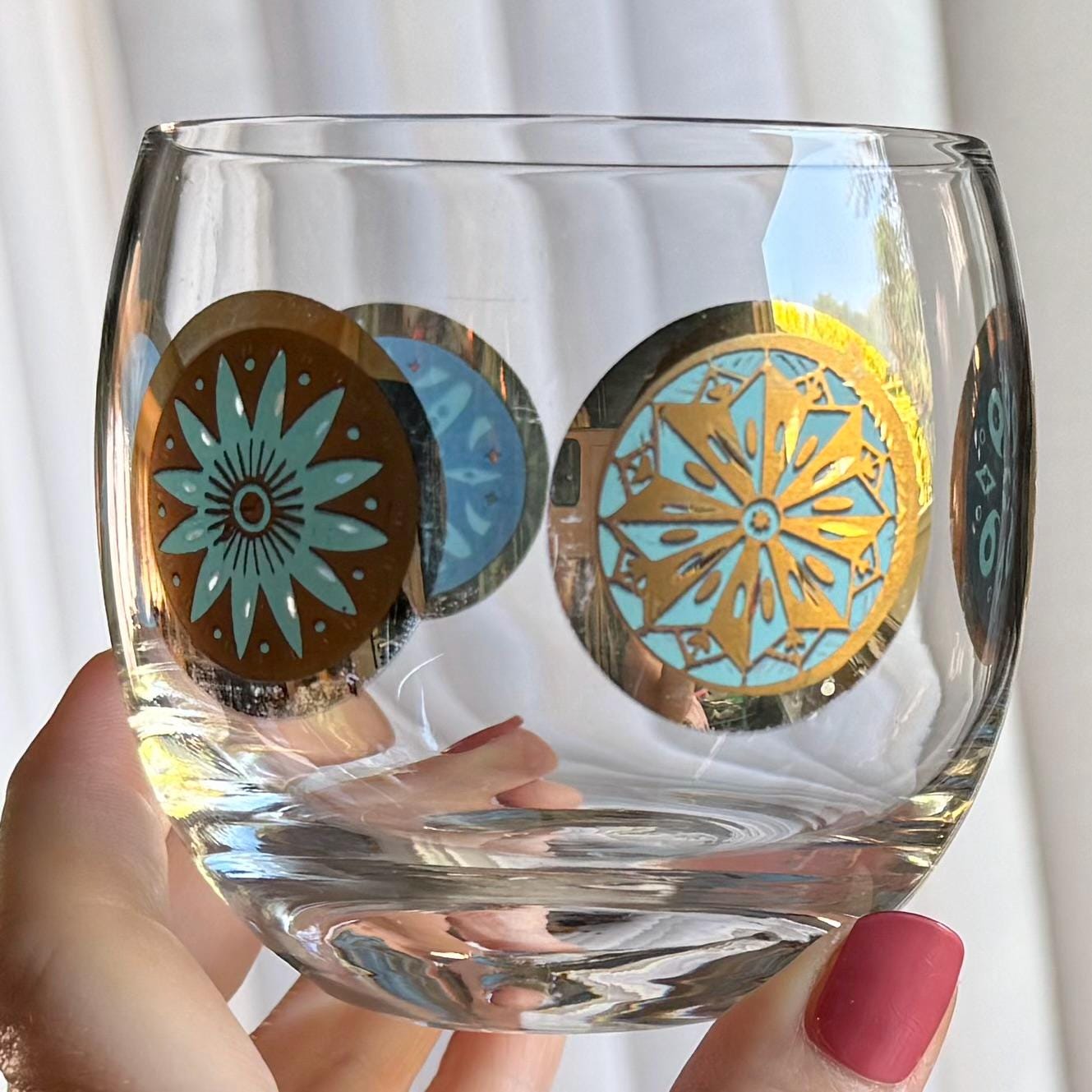 Vintage Culver Carnival Roly Poly Glasses - Set of 7