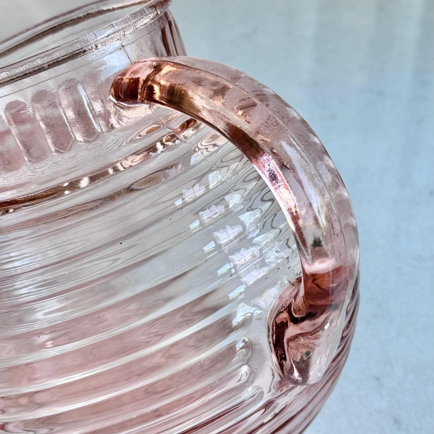 Vintage Anchor Hocking Manhattan Pink 80 Ounce Ball Jug Pitcher (circa 1938 - 1943)
