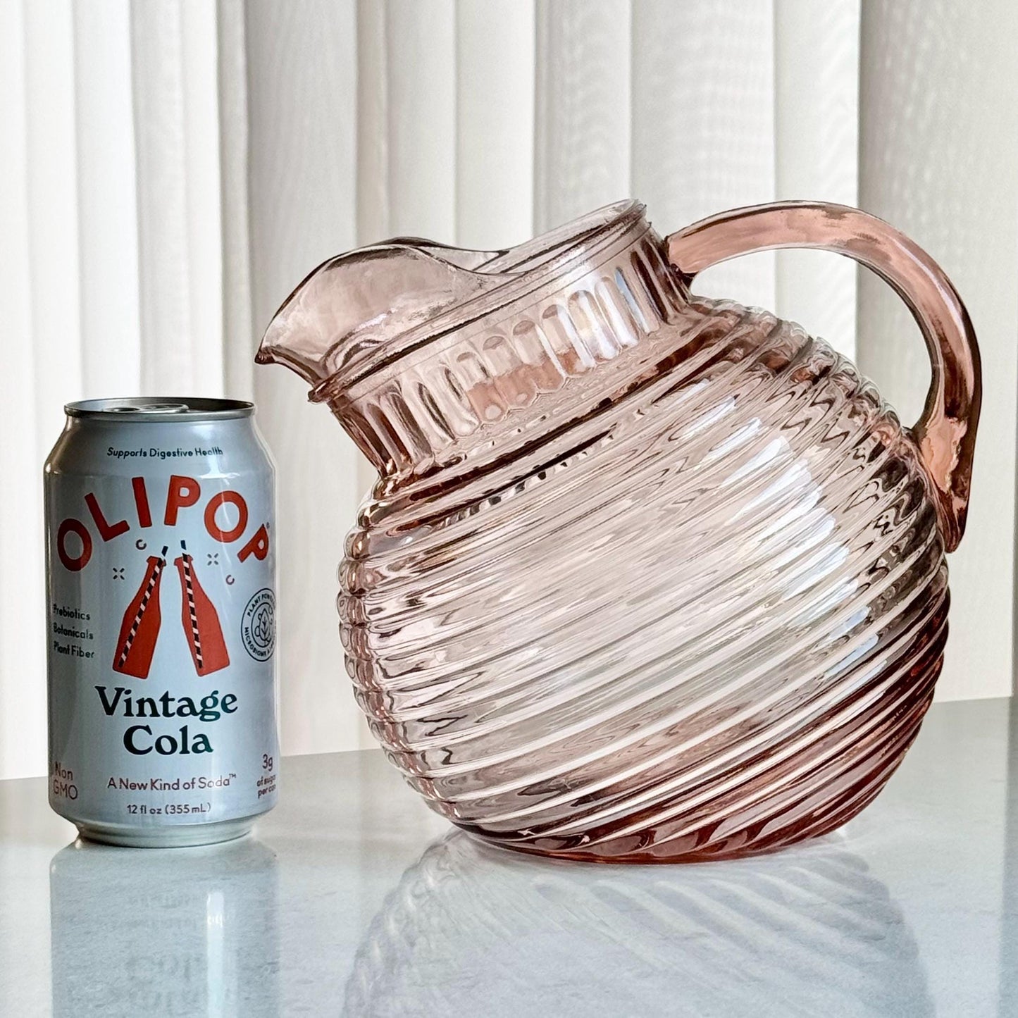 Vintage Anchor Hocking Manhattan Pink 80 Ounce Ball Jug Pitcher (circa 1938 - 1943)