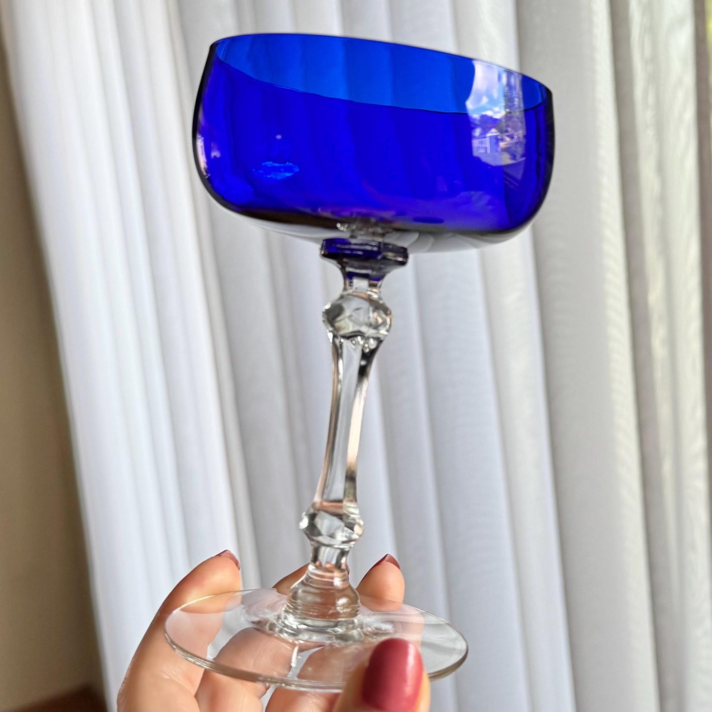 Vintage Cobalt Blue Glasses - Set of 6 Coupes