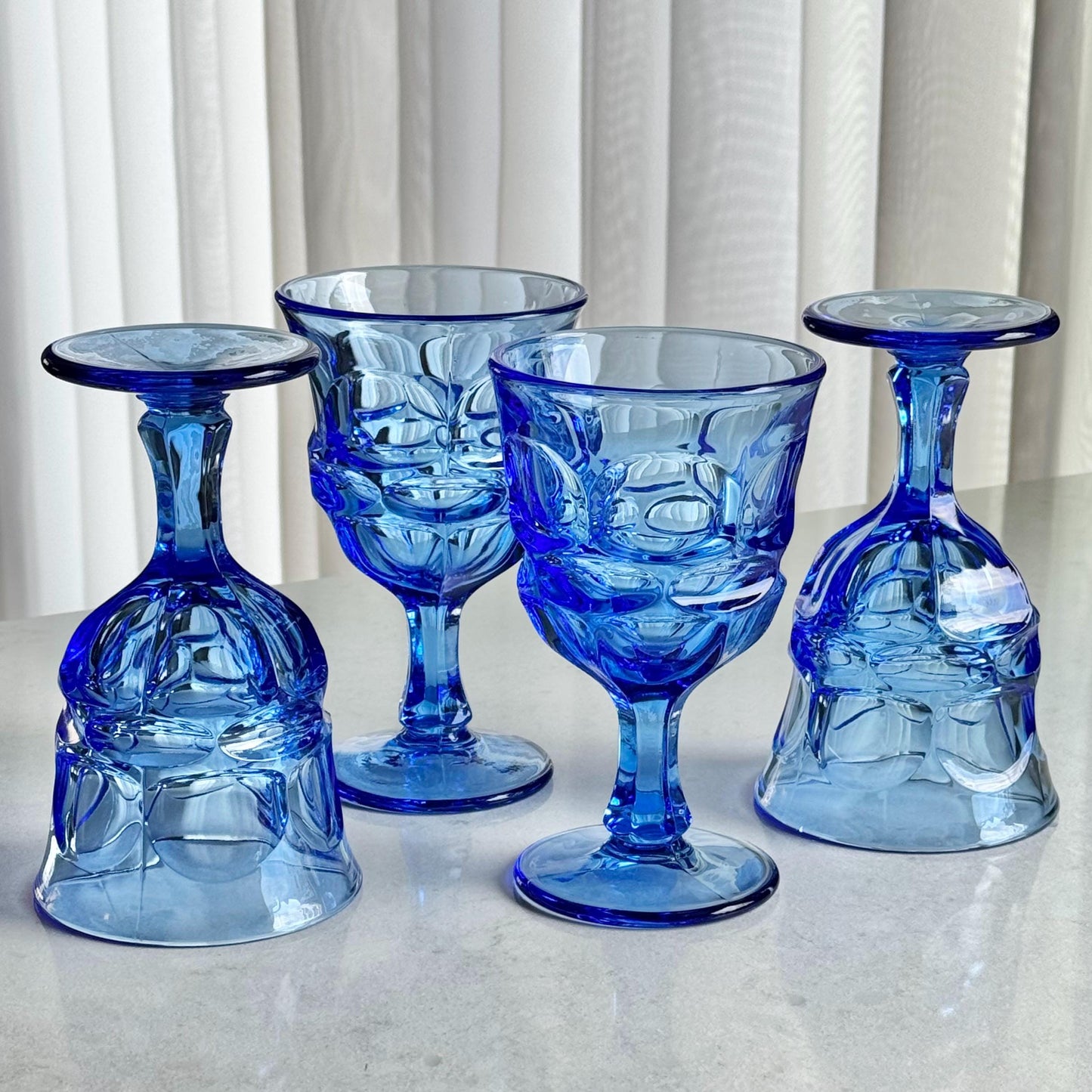 Vintage Fostoria Argus Blue Glasses (circa 1963 - 1980) - Set of 4 (#FA2)