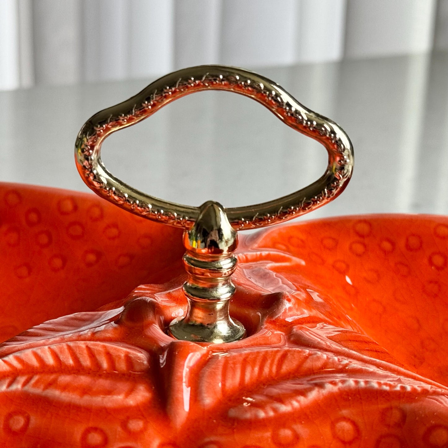 Vintage California Pottery Three Part Strawberry Dish with Handle