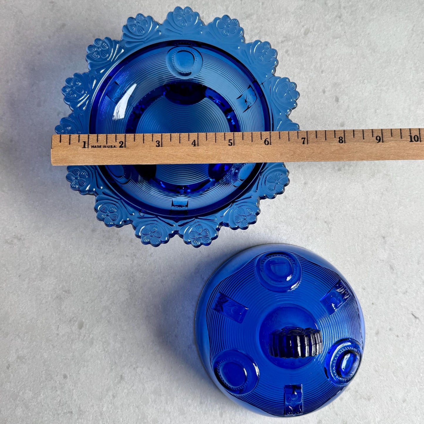 Vintage Imperial Glass Cobalt Blue Tri-Foot Lidded Dish