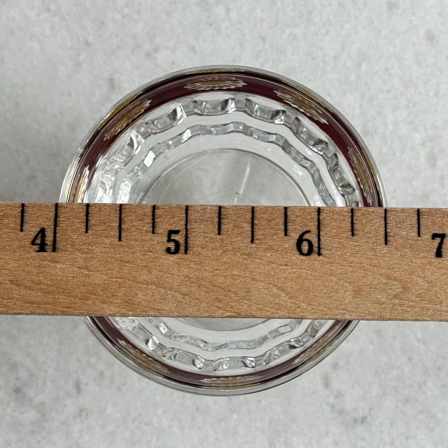 Vintage Francolini Red and Gold Rim Glasses / Dessert Cups - Set of 5