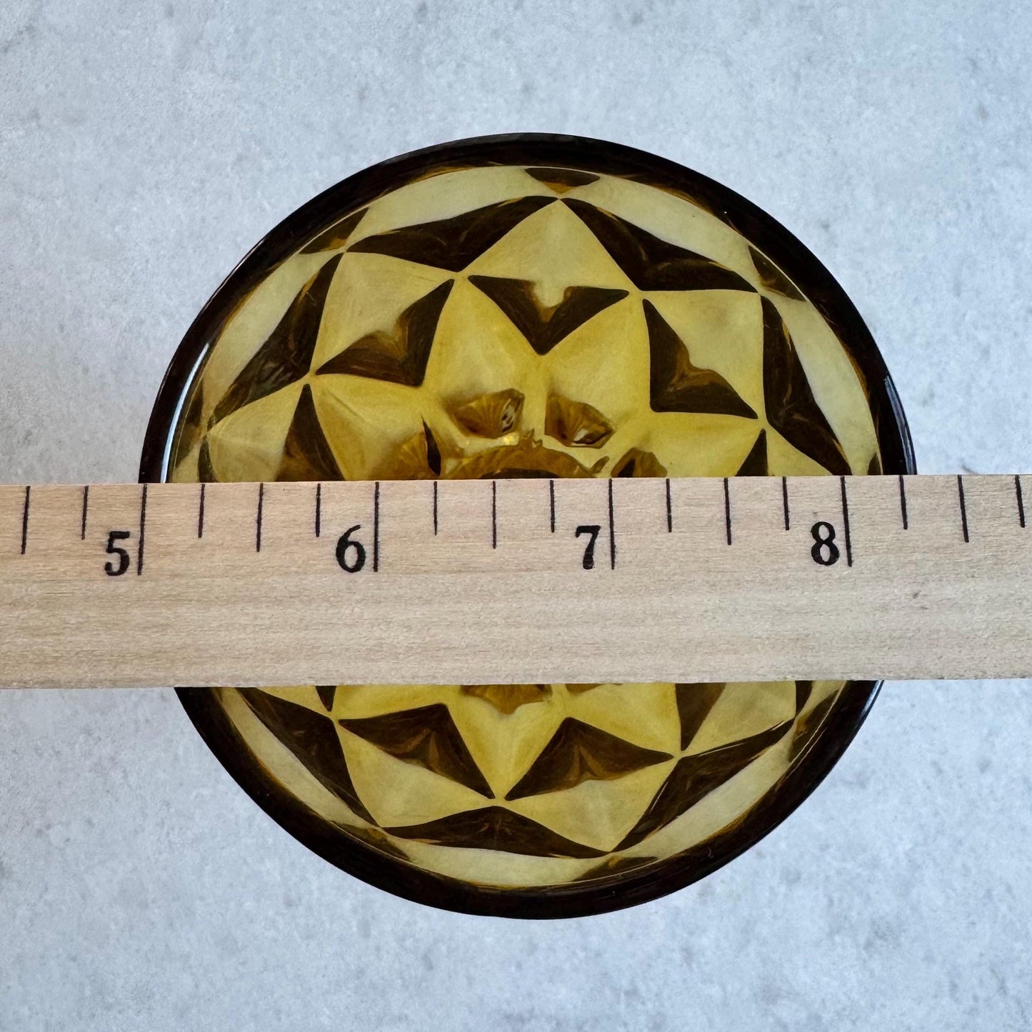 Vintage Amber Diamond Pattern Glasses - Set of 6