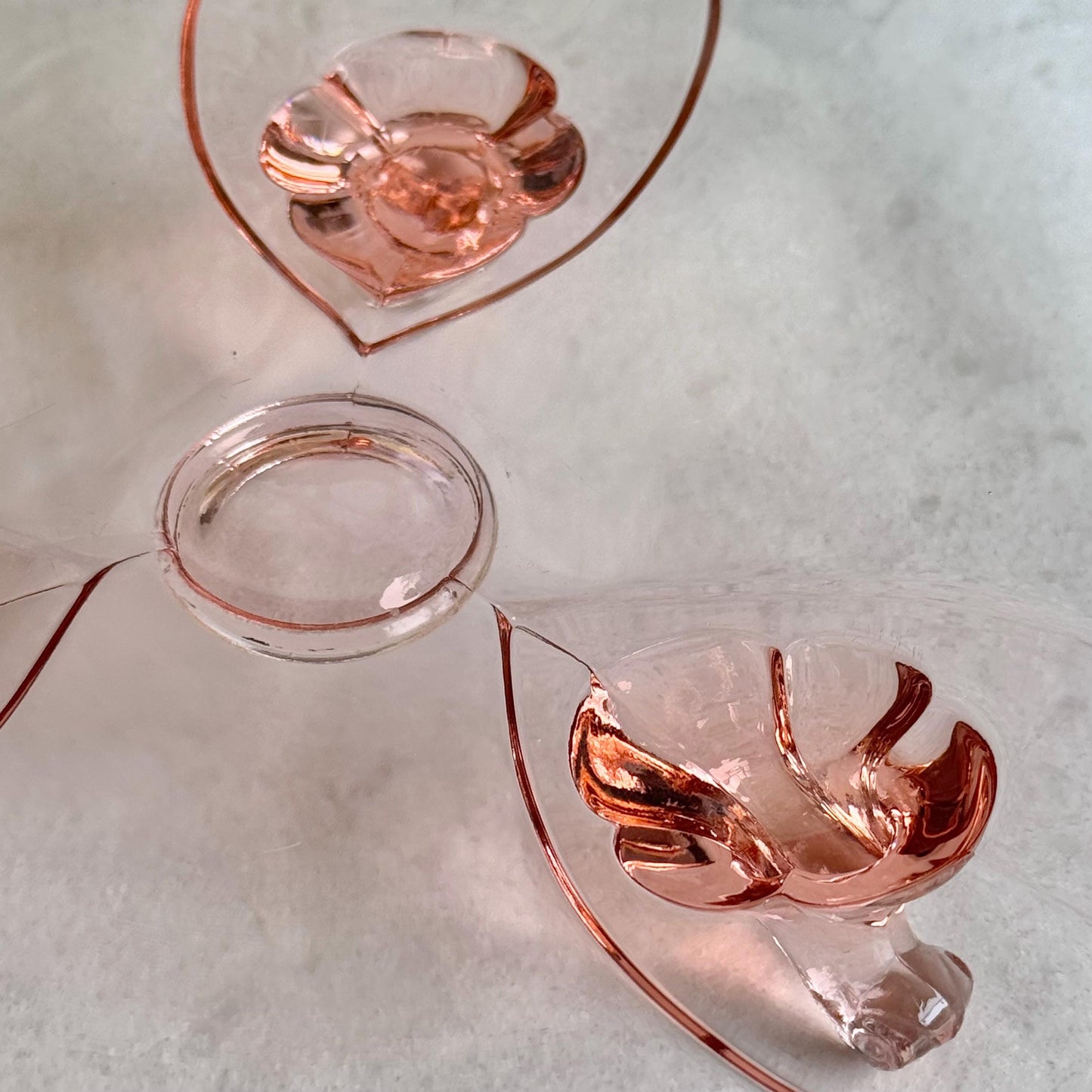 Vintage Lancaster Glass Large Etched Tri-Foot Cake Plate