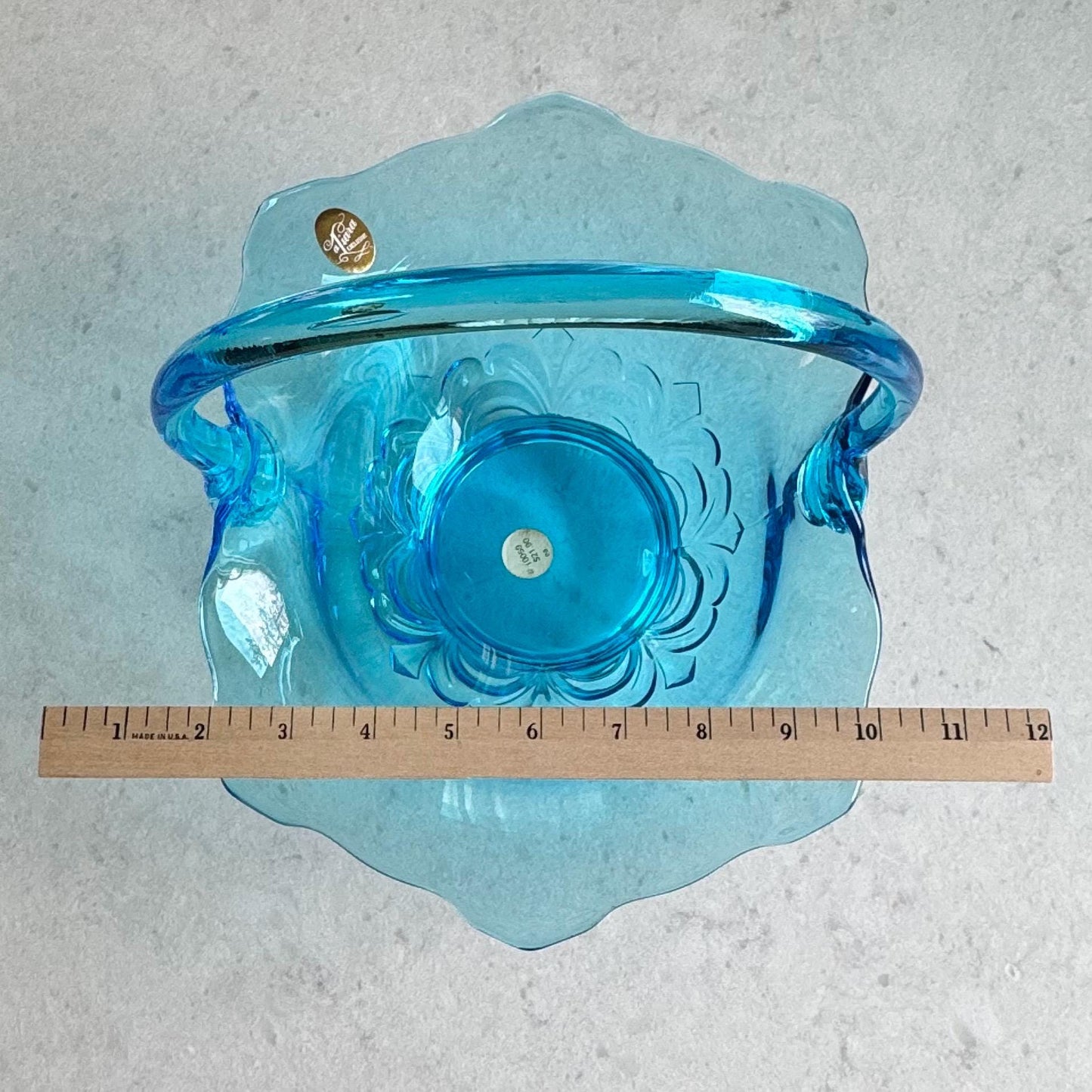 Vintage Tiara Exclusive Blue Glass Duchess Double Fleur De Lis Basket (circa 1980)