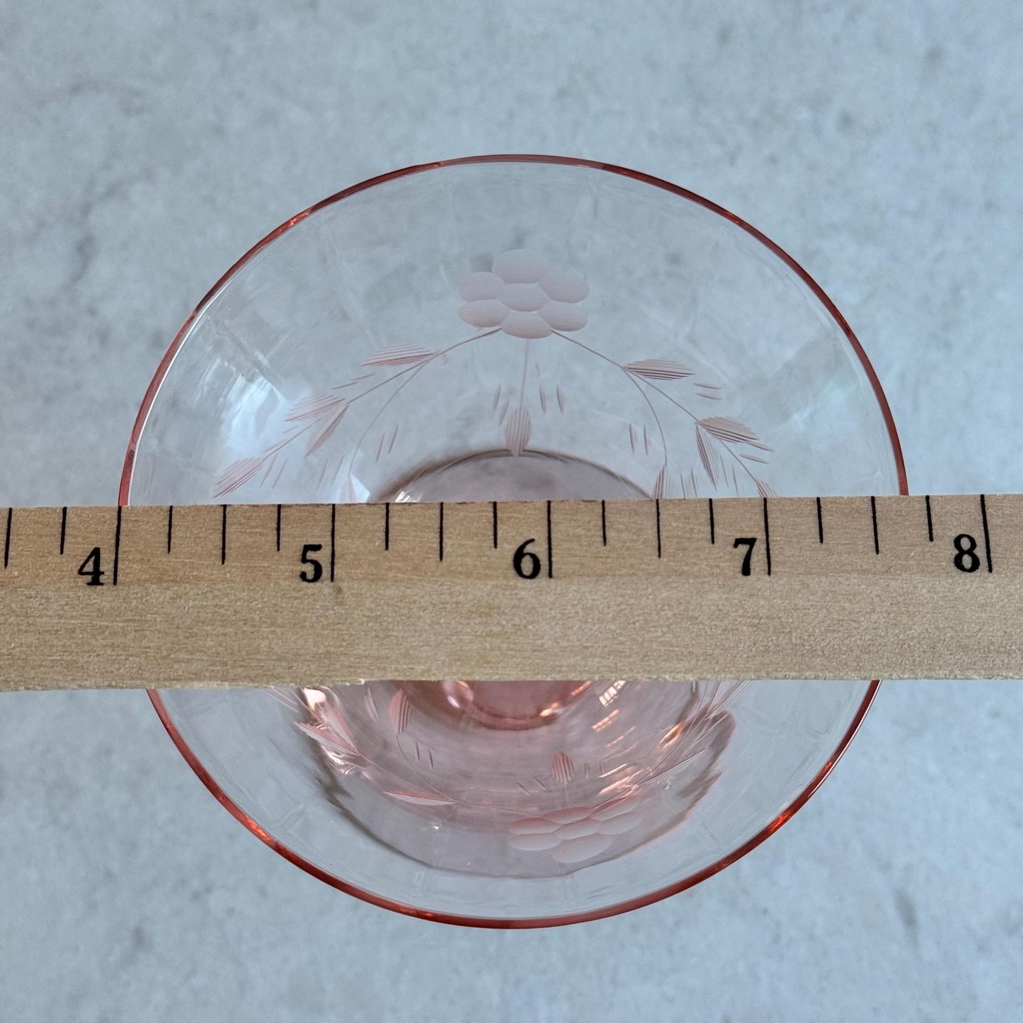 Vintage Pink Etched Optic Panel Glasses (#4E) - Set of 4