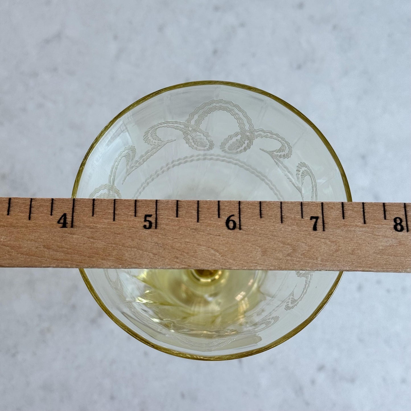 Vintage Morgantown Double Line Swirl Yellow Glasses, Pattern 7604 1-2-1 (circa 1927 - 1933) - Set of 5