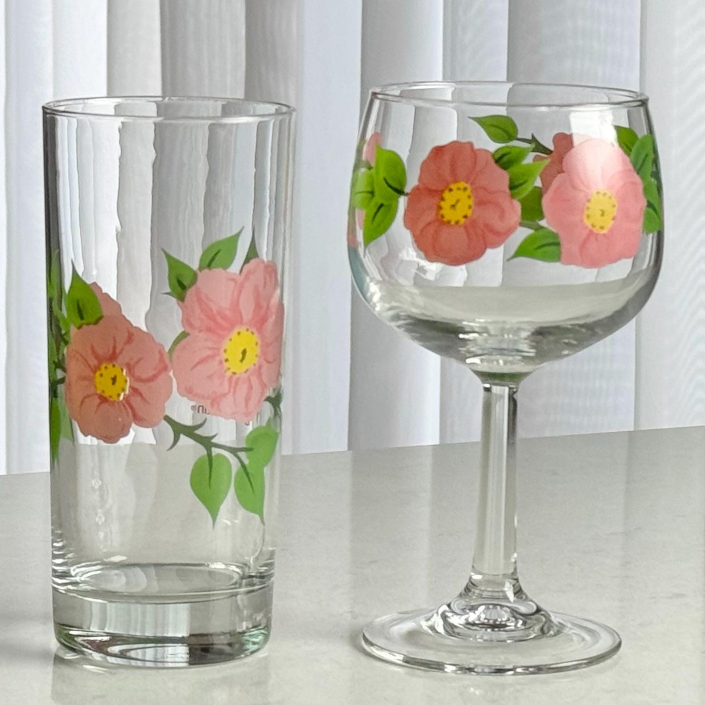 Vintage Franciscan Desert Rose Glasses (6-1/2 inch, 12 oz.) - Set of 8