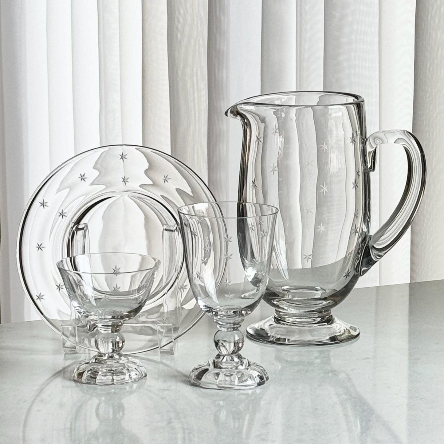 Vintage Fostoria National Star Cut Glasses (circa 1933 - 1943) - Set of 10