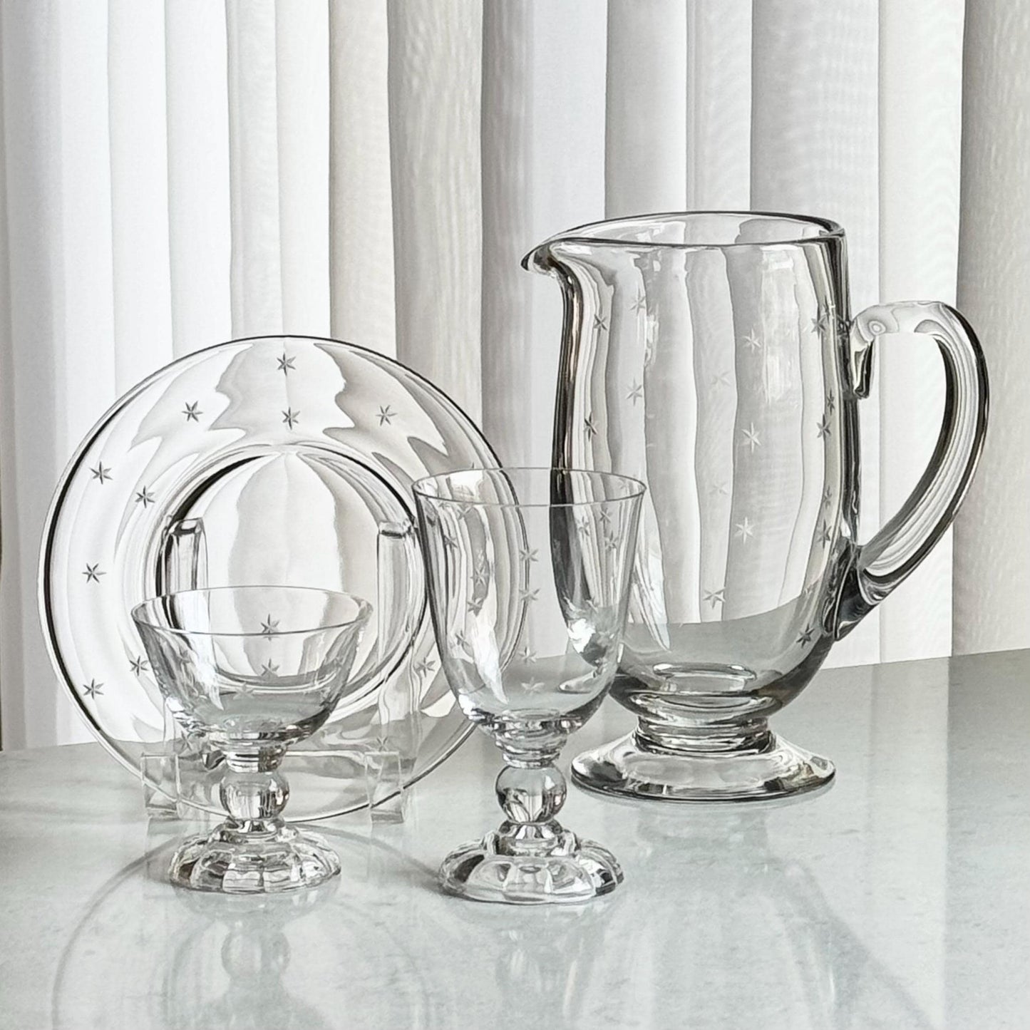 Vintage Fostoria National Star Etched Plates (circa 1933 - 1943) - Set of 8