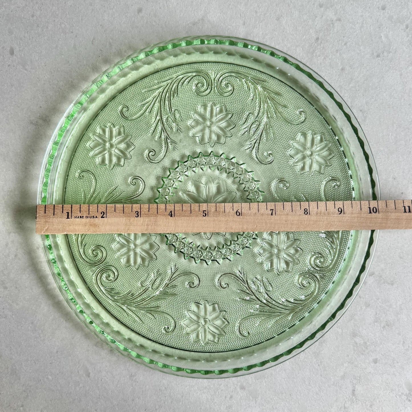 Vintage Tiara Exclusive Chantilly Green Decanter Set with Tray and Six Glasses (circa 1982 - 1991)