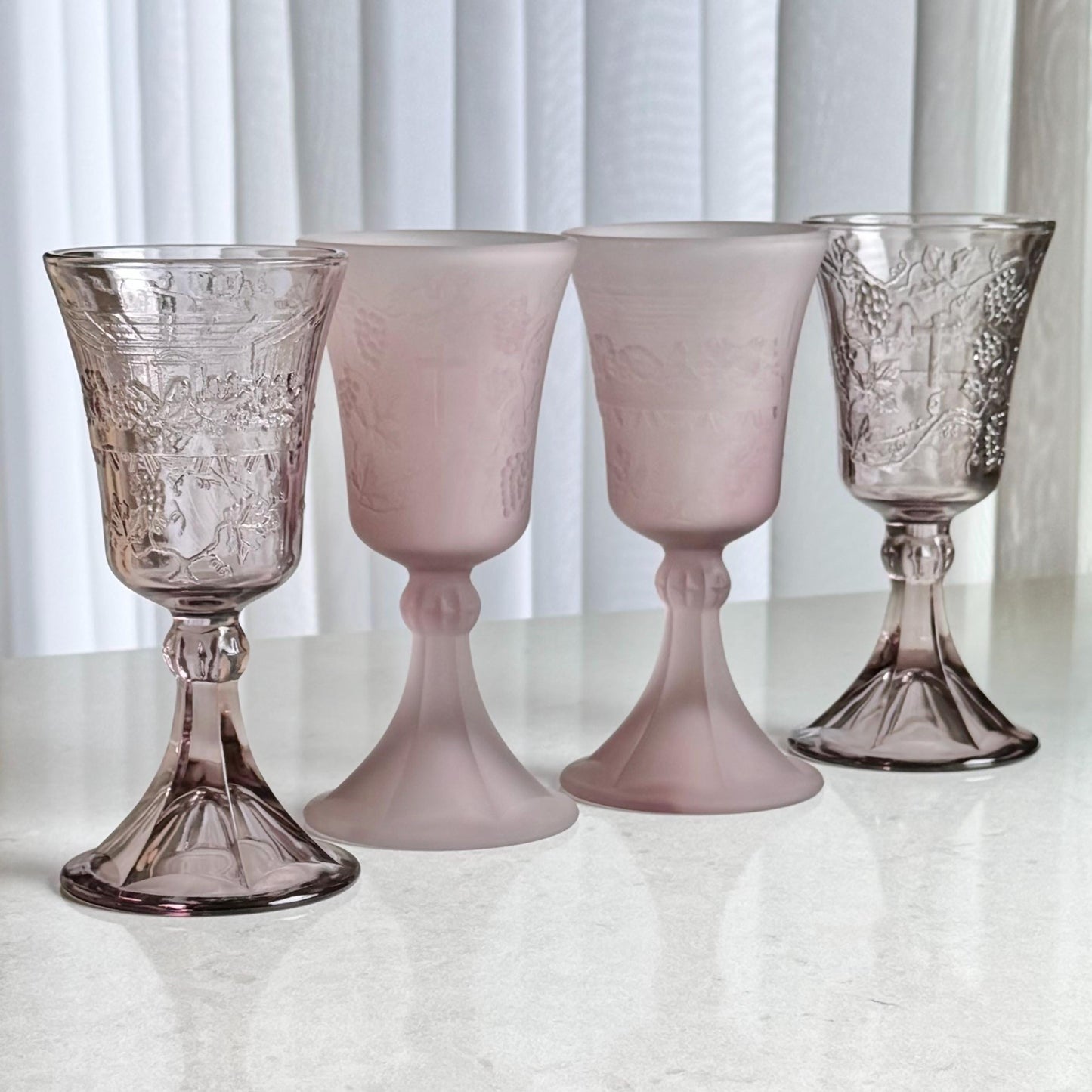 Vintage Indiana Glass Tiara Exclusive Amethyst Lord Supper Goblets - Set of 2