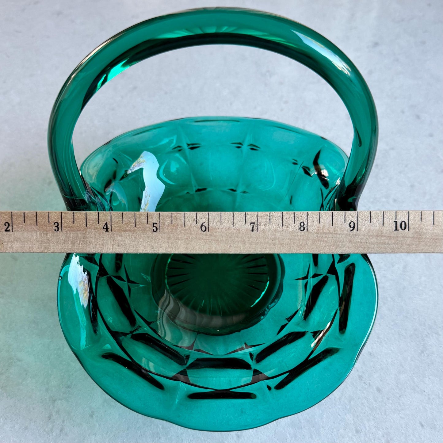 Vintage Tiara Glass Teal Green Constellation Basket