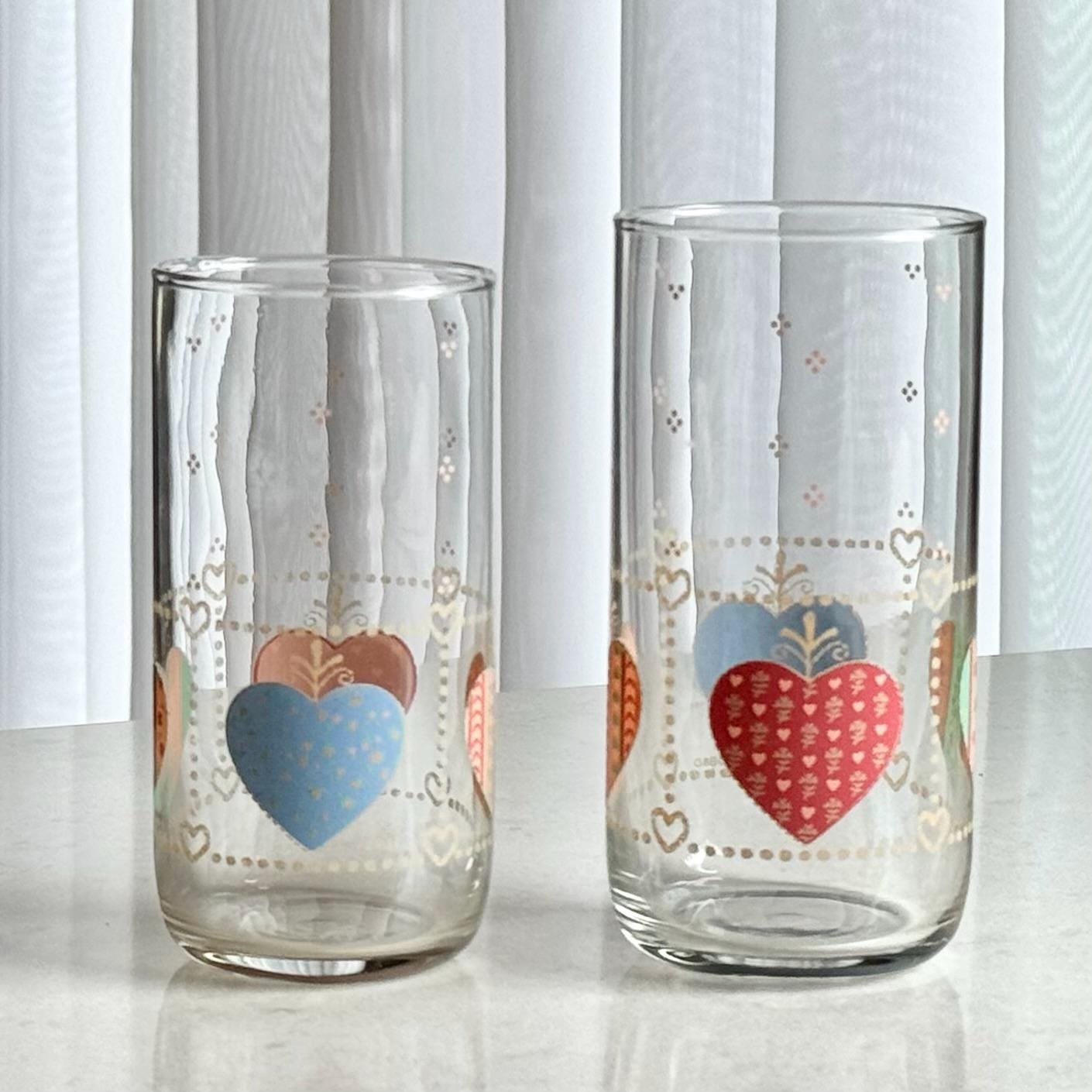Vintage Tienshan Heartwarming 12 Ounce Tumblers - Set of 4 Glasses