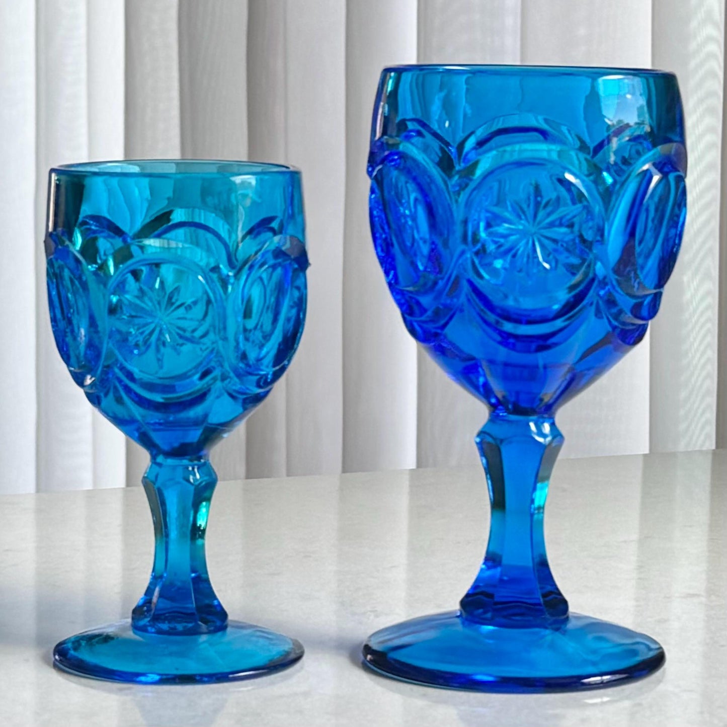 Vintage Fenton Red Cliff Knobby Bull’s Eye Dark Blue Glasses (circa 1963 - 1979) - Set of 8