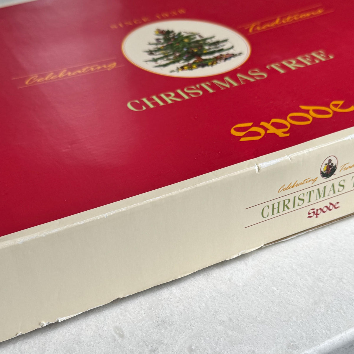 Vintage Spode Christmas Tree Large 15” Scalloped Oval Platter / Tray