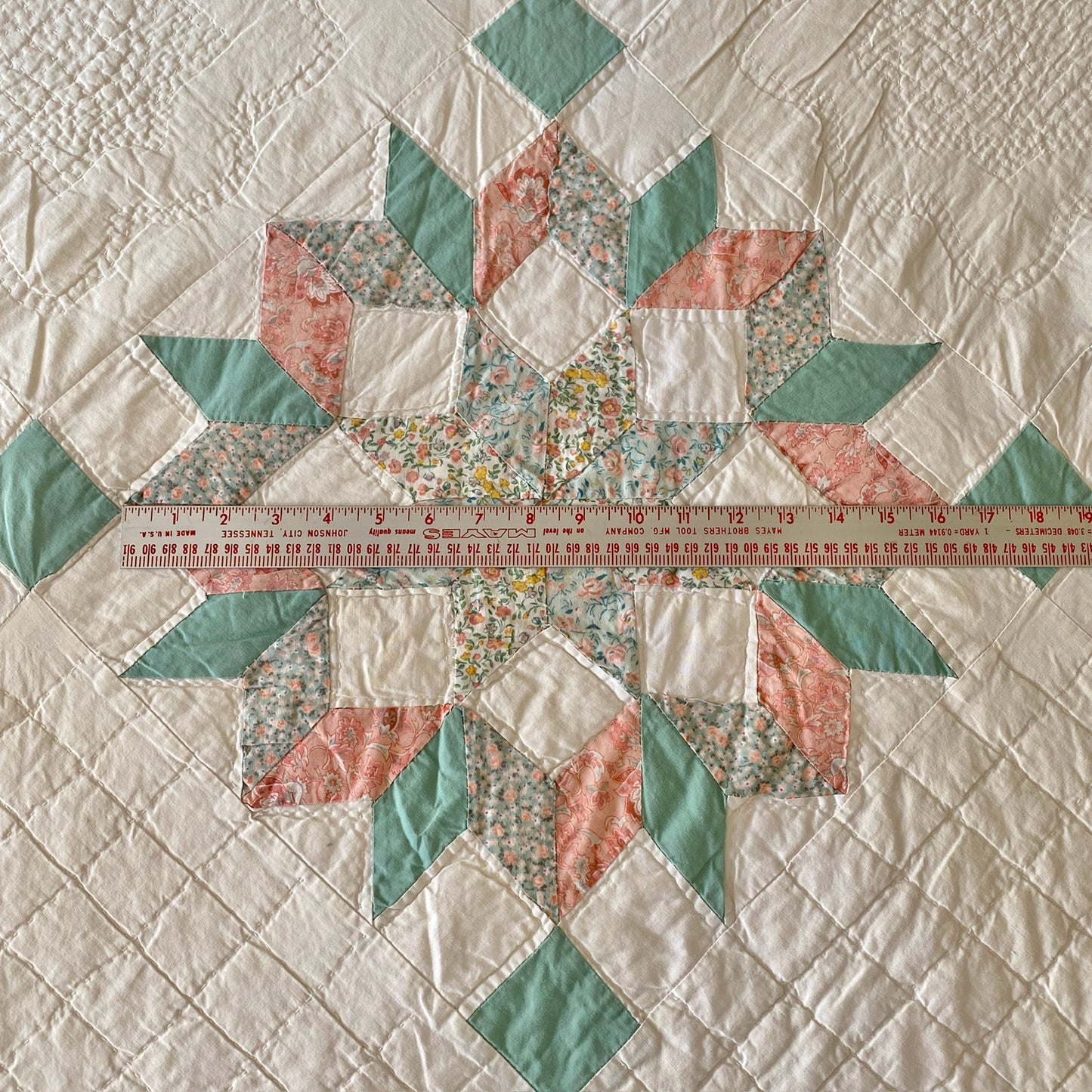 Vintage Eight Point Star Irish Chain Quilt - Approx. 83 in x 93 in.