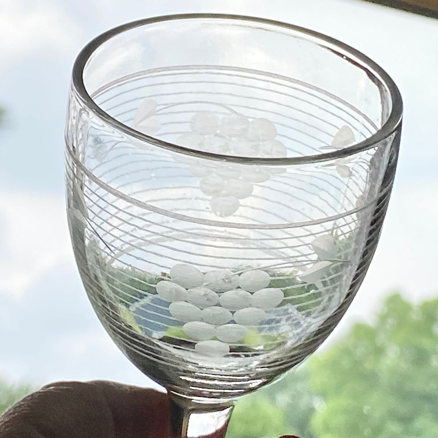 Vintage Standard Glass Grape on Grid Cordial / Liquor Glasses (circa 1940s) - Set of 4