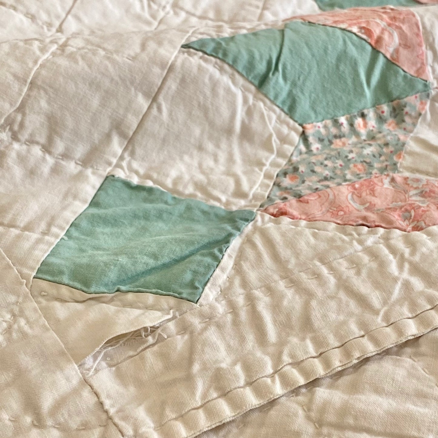 Vintage Eight Point Star Irish Chain Quilt - Approx. 83 in x 93 in.