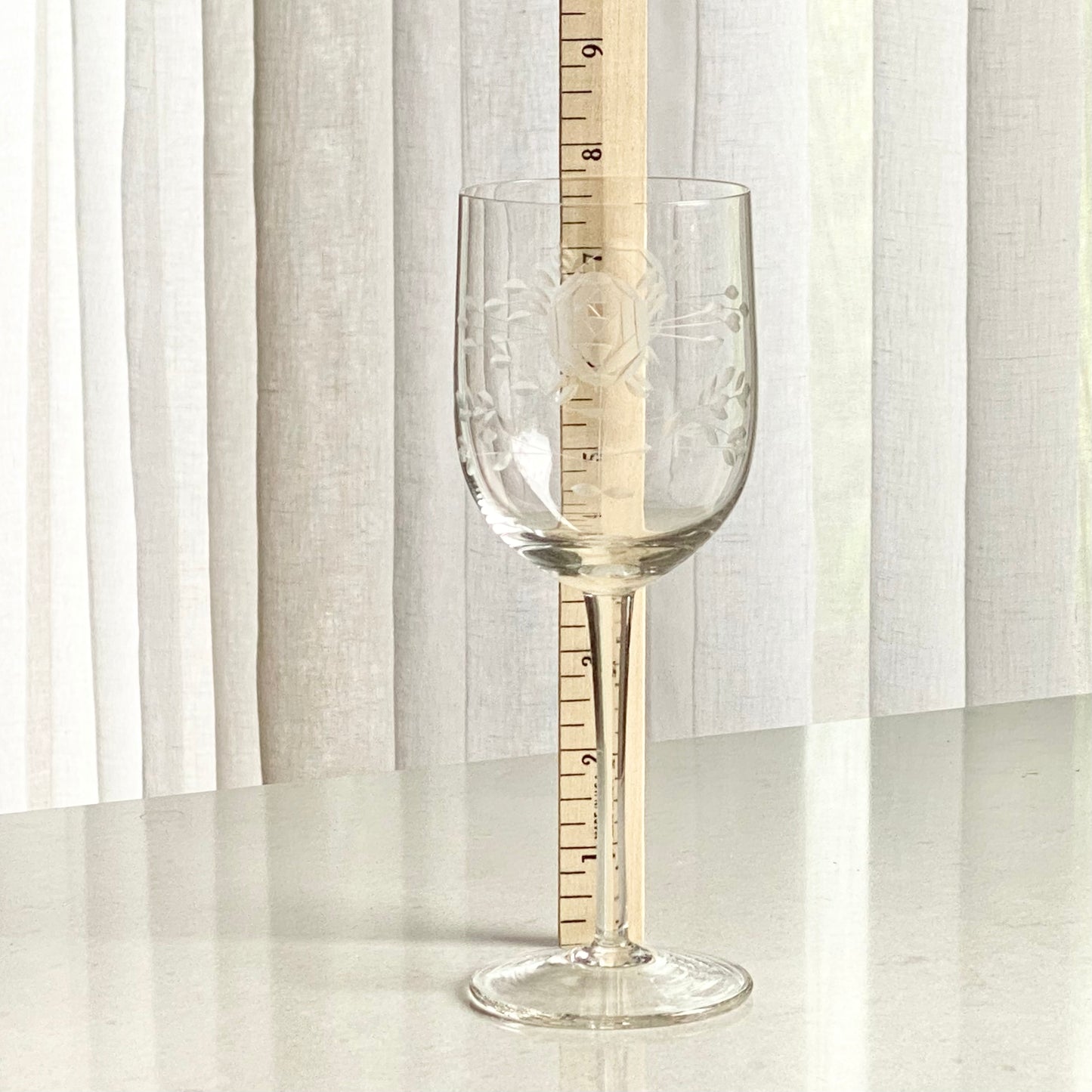 Vintage Crystal Clear Industries Deco Rose Etched Glasses - Set of 6 (Set #GR2)