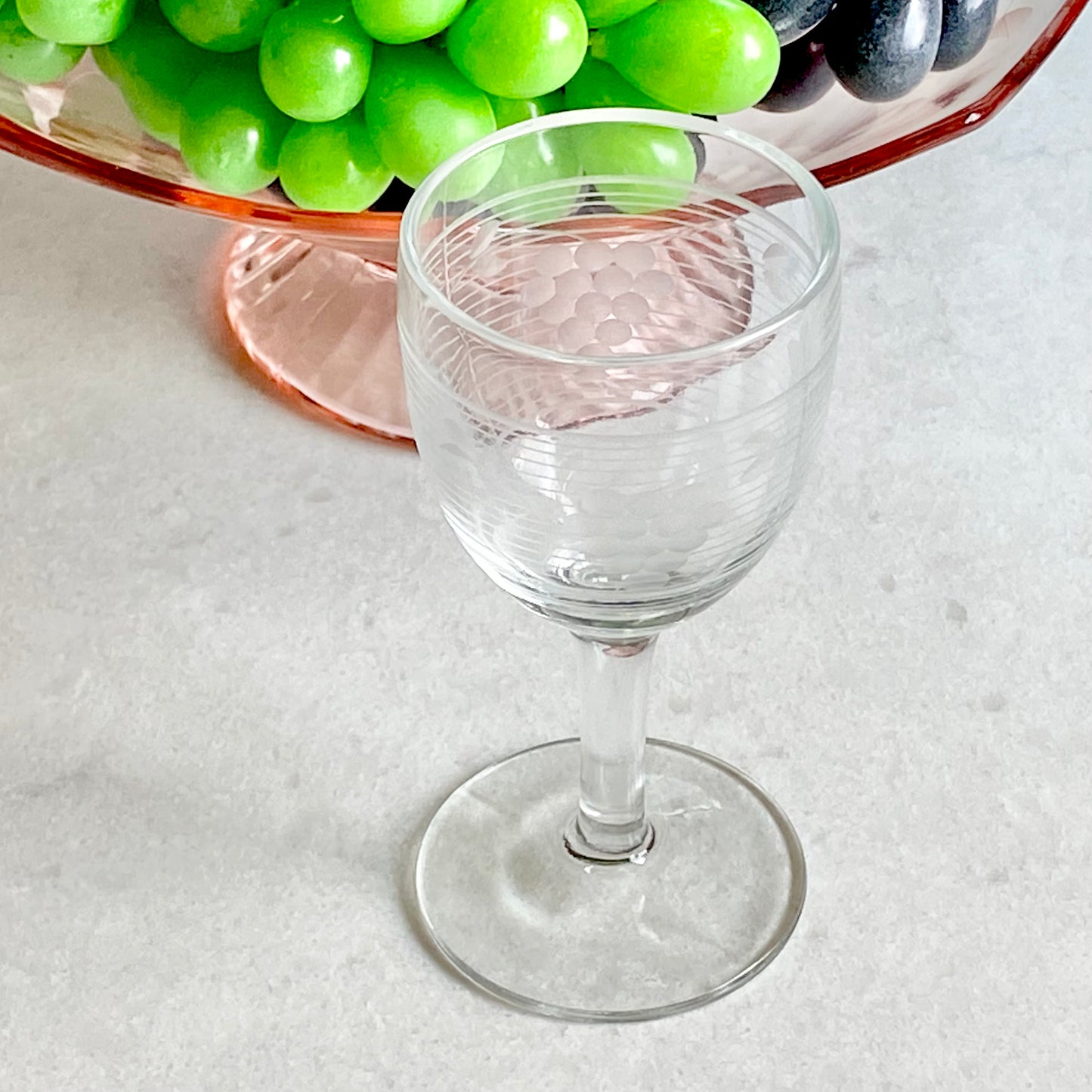 Vintage Standard Glass Grape on Grid Cordial / Liquor Glasses (circa 1940s) - Set of 4