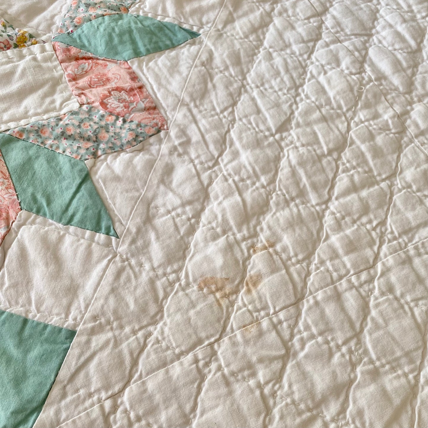 Vintage Eight Point Star Irish Chain Quilt - Approx. 83 in x 93 in.