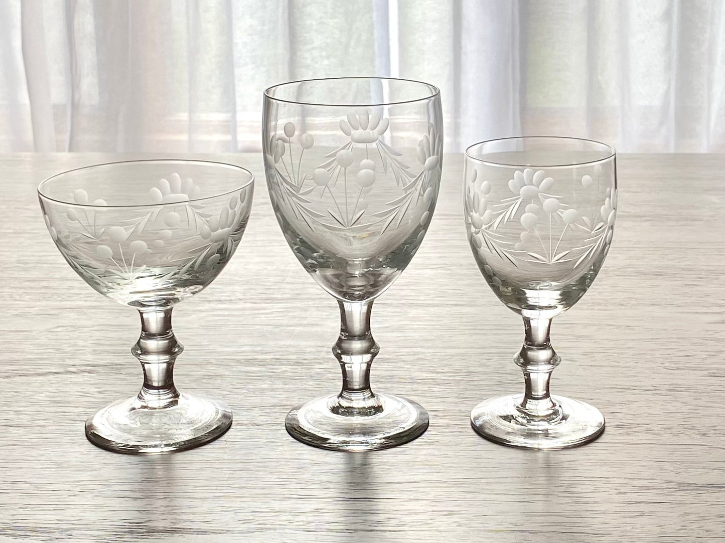 Vintage Etched Glasses - Set of 6 (Set #621A)