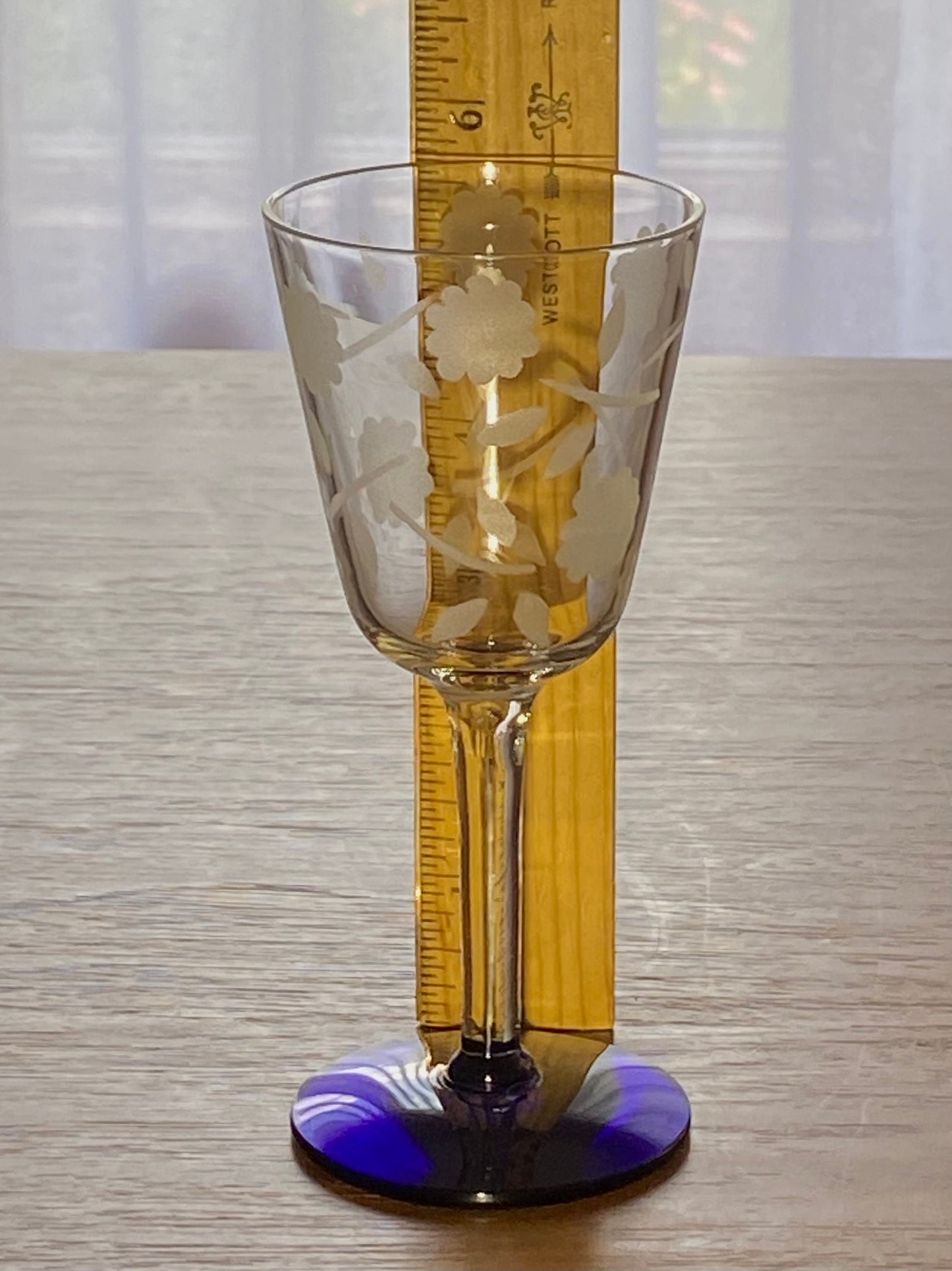 Vintage Blue Footed Glasses - Set of 4