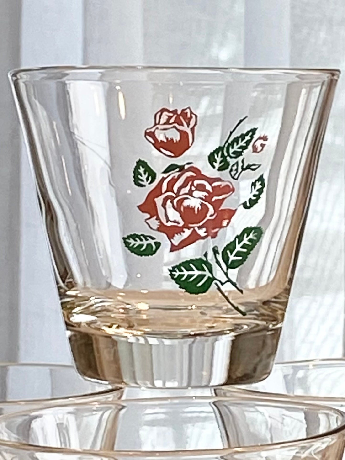 Vintage Retro Rose Glasses - Set of 6