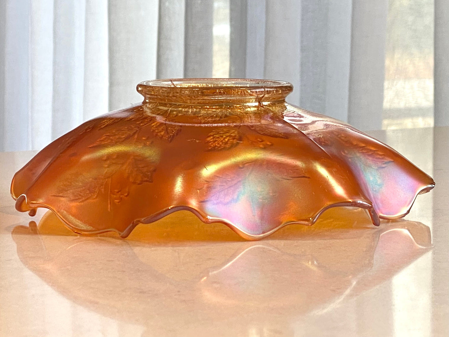 Vintage Fenton Holly and Berries Marigold Carnival Glass Bowl