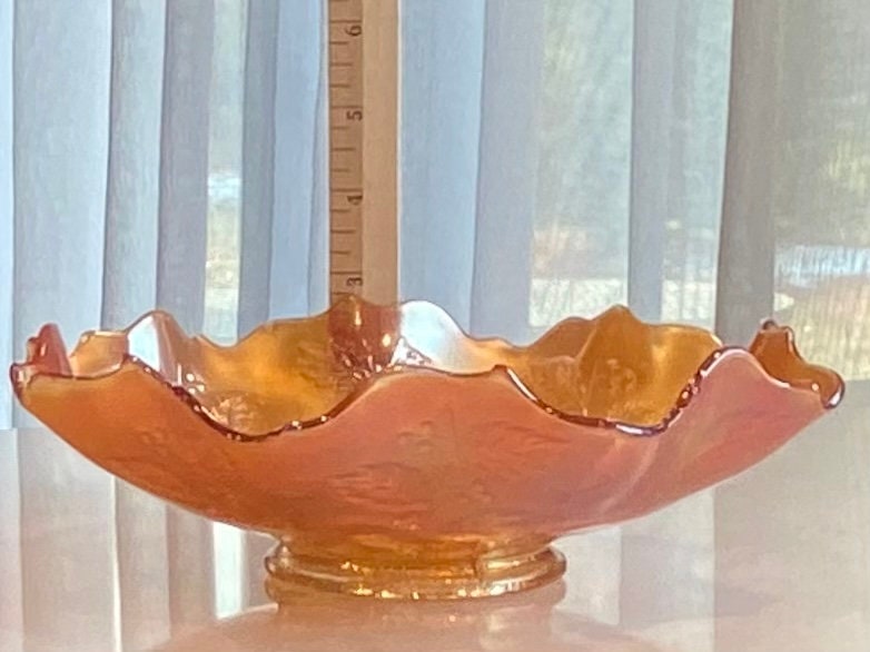 Vintage Fenton Holly and Berries Marigold Carnival Glass Bowl