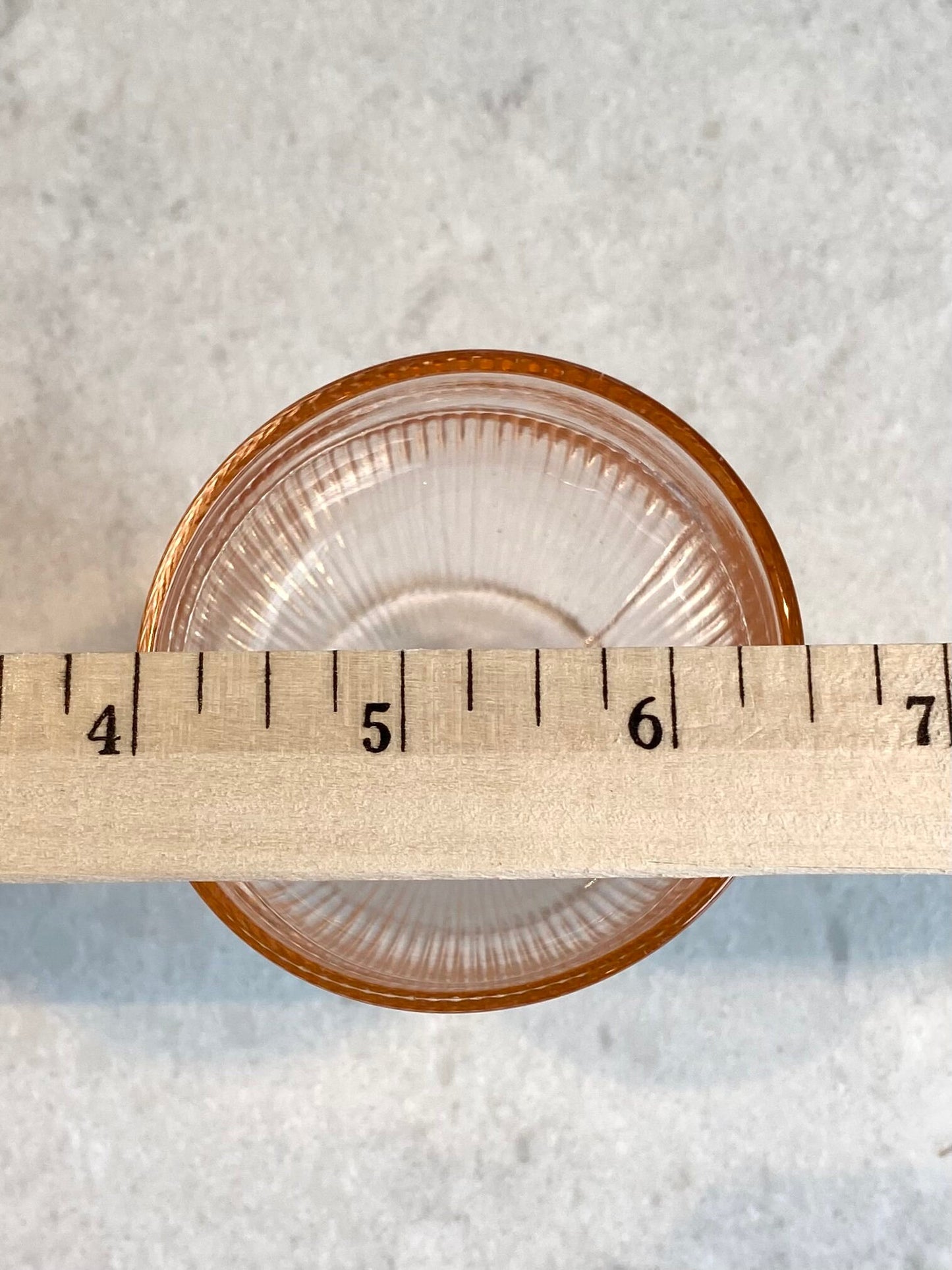 Vintage Jeanette Homespun Pink Footed Ribbed Glasses (circa 1939 - 1949)