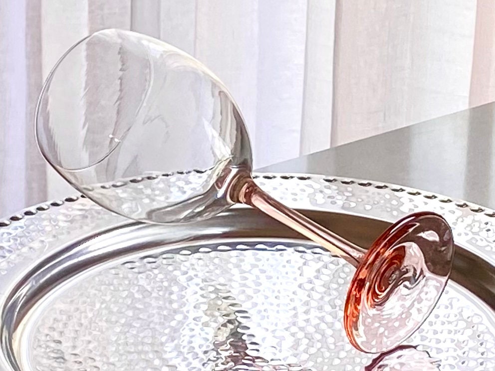 Vintage Luminarc Pink Stem Glasses by J.G. Durand of Verrerie Cristallerie D'Arques in France - Set of 6 (Set #6LB)