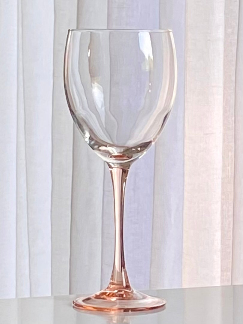 Vintage Luminarc Pink Stem Glasses by J.G. Durand of Verrerie Cristallerie D'Arques in France - Set of 6 (Set #6LB)