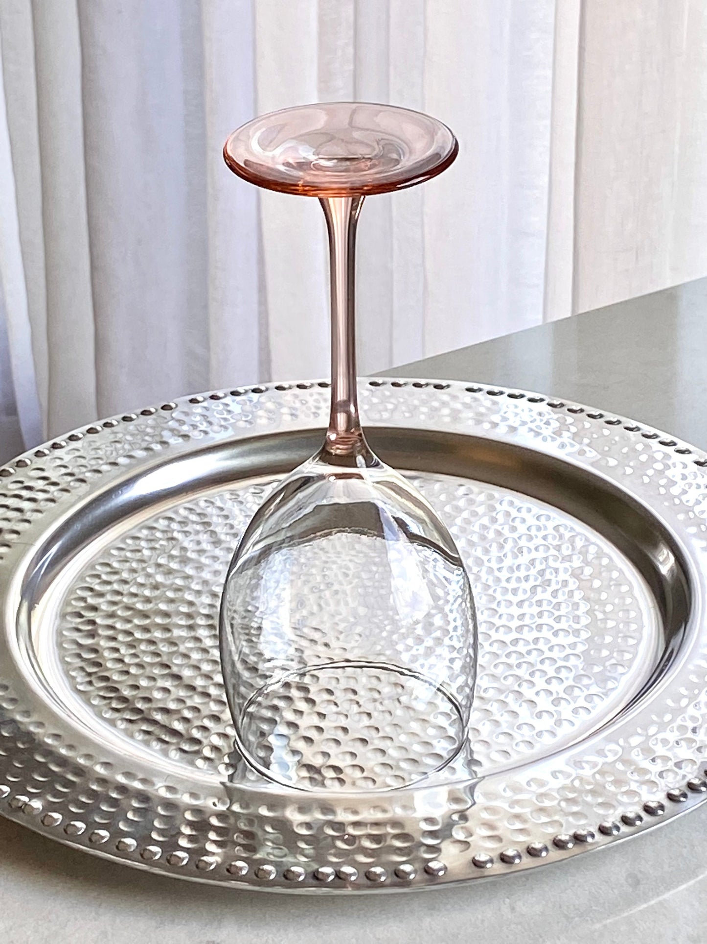 Vintage Luminarc Pink Stem Glasses by J.G. Durand of Verrerie Cristallerie D'Arques in France - Set of 6 (Set #6LB)