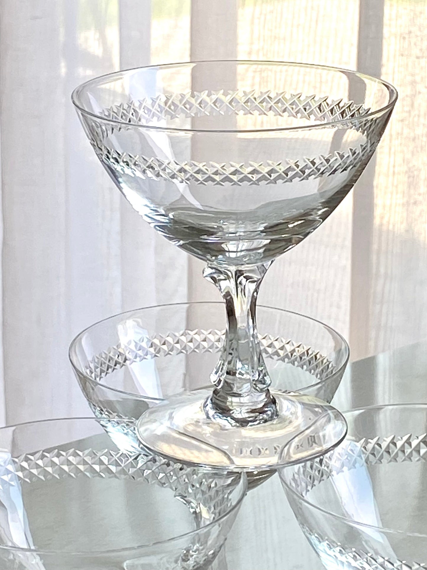 Vintage Fostoria Bracelet Cut Glasses (circa 1953 - 1971) - Set of 4 (Set #44B)