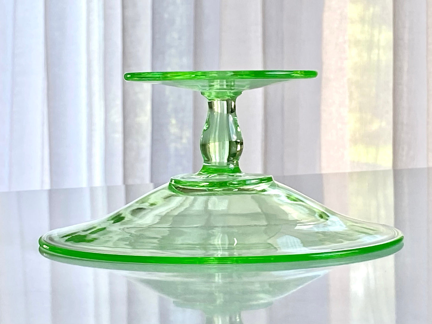 Vintage Pairpoint Uranium Glass Pedestal Compote / Candy Dish