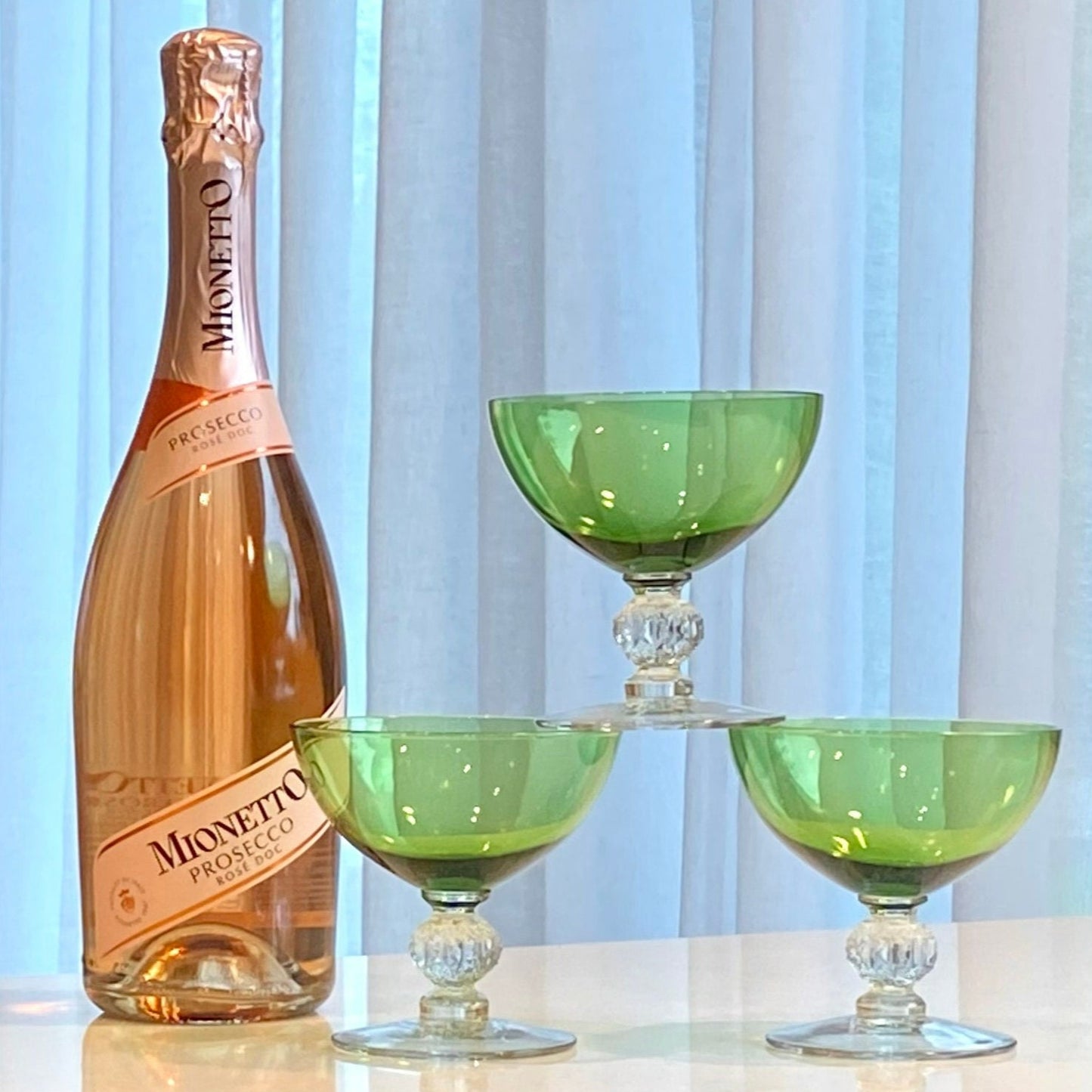 Vintage Cambridge Aurora Green Coupes / Dessert Cups - Set of 3