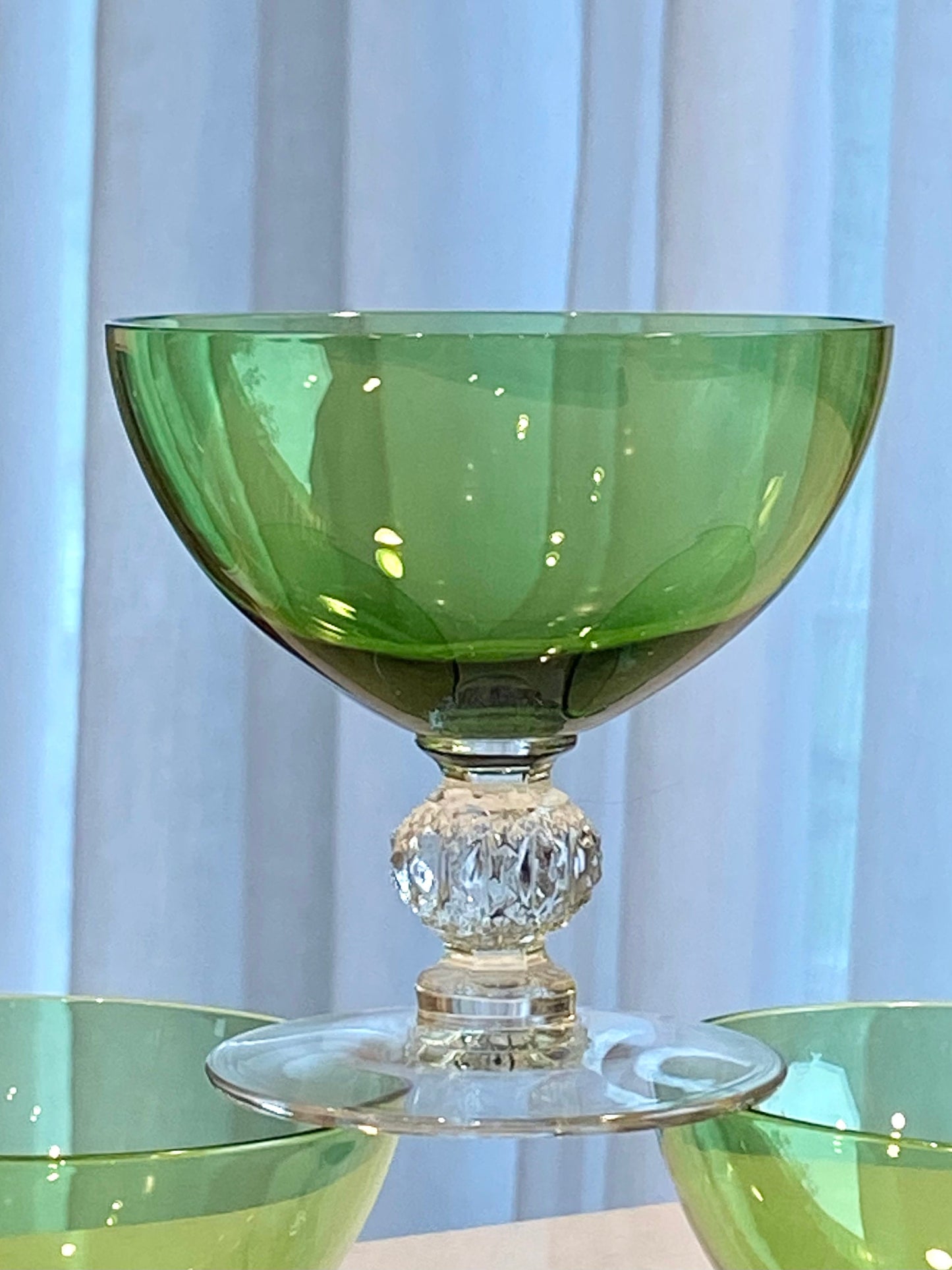 Vintage Cambridge Aurora Green Coupes / Dessert Cups - Set of 3