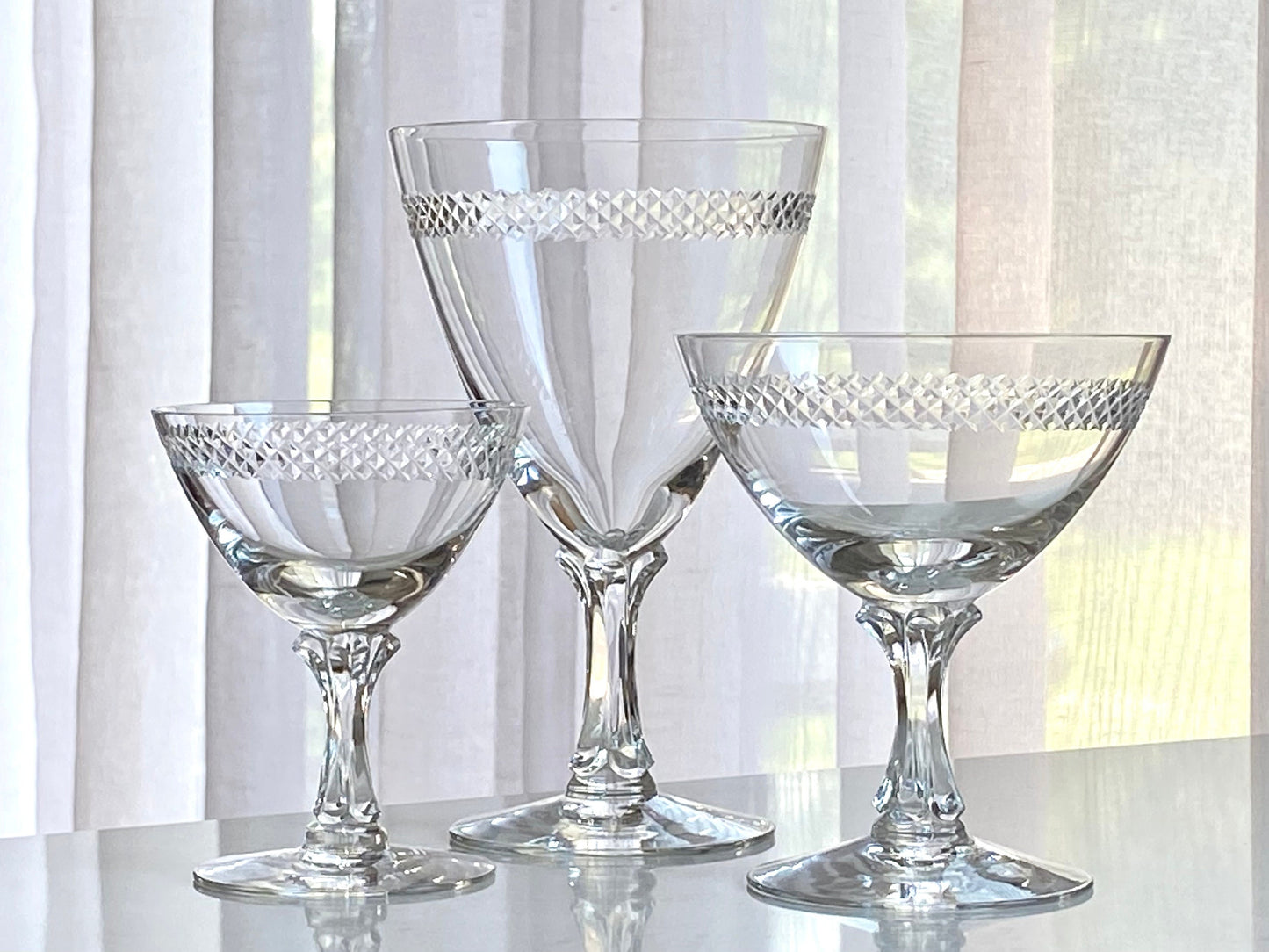 Vintage Fostoria Bracelet Cut Glasses (circa 1953 - 1971) - Set of 4 (Set #44A)