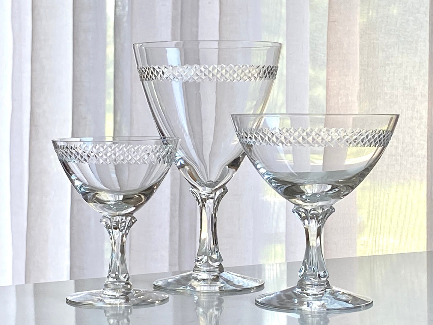 Vintage Fostoria Bracelet Cut Glasses (circa 1953 - 1971) - Set of 4 (Set #44B)